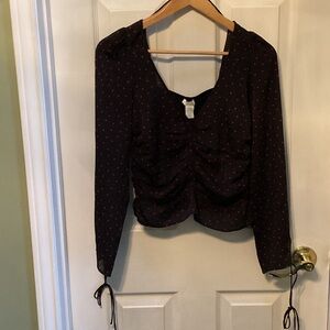 H&M Black Blouse with Subtle Red Dots